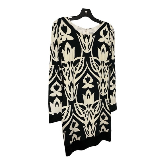 Caché black and white patterned long sleeve midi dress size 8 - Picture 1 of 9